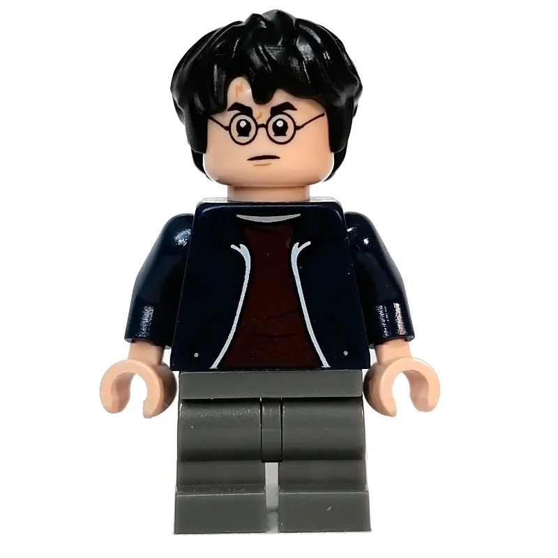 Harry Potter, Dark Blue Jacket with Zipper, Medium Dark Bluish Gray Legs