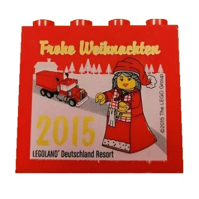 Brick 2 x 4 x 3 with 'LEGOLAND Deutschland Resort Frohe Weihnachten 2015' Print