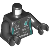 Torso Racing Jacket, Mercedes Logo, 'PETRONAS', Puma Logo Print, Black Arms and Hands