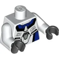 Torso Blue Panels with Black Edges with Dark Gray Badge Print, White Arms, Black Hands