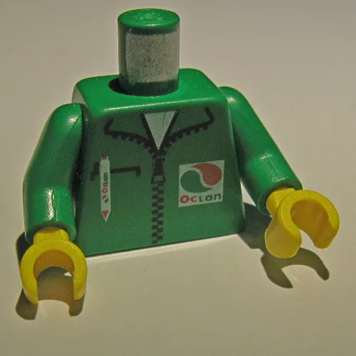 Torso Octan Logo Jacket with Pen Print, Green Arms, Yellow Hands