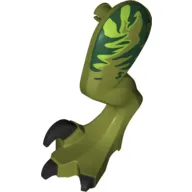 Animal Body Part, Dinosaur, Raptor Leg, Left, with Pin, Black Claws and Dark Green Stripes over Lime Print