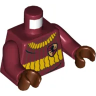 Torso Quidditch Sweater with Gryffindor Crest, Ribbed Print, Dark Red Arms, Reddish Brown Hands