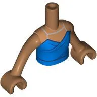 Minidoll Torso Woman with Bright Light Orange Apron, Croissant, Name Tag, Coffee Cup Print, Medium Nougat Arms and Hands