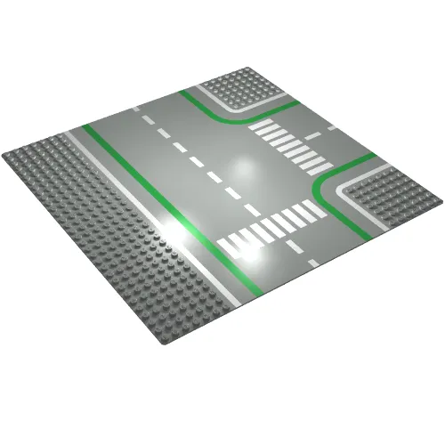Baseplate 32 x 32 with 7-Stud T Intersection and Road with Crosswalks Print