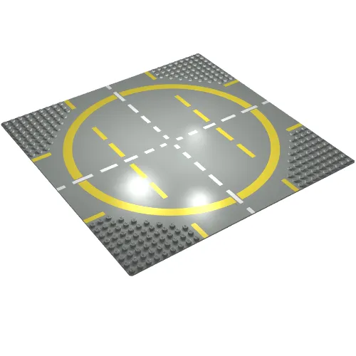 Baseplate 32 x 32 with 9-Stud Crossroads / Landing Pad with Yellow Circle Print