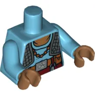 Torso Vest, Quilted Dark Bluish Gray with Medium Azure Undershirt, Necklace and Belt Print (Maz Kanata), Medium Azure Arms, Medium Nougat Hands