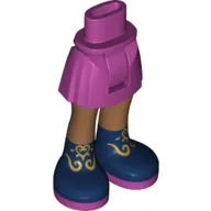 Minidoll Hips and Short Skirt with Dark Blue Shoes, Gold Decorations Print