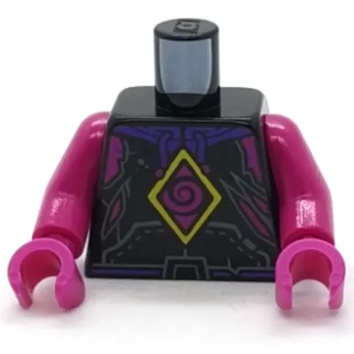 Torso, Bright Light Yellow/Magenta Diamond Symbol, Silver Armor print, Magenta Arms and Hands