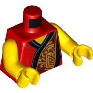 Torso Robe with Black Trim and Gold Dragon Head Print, Yellow Arms and Hands