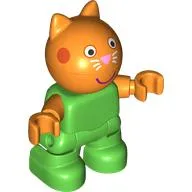 Duplo Figure Child, Cat with Orange Head, Bright Pink Nose, Smile print