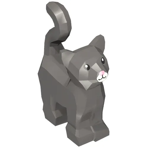 Animal, Cat, Standing New Style with White Muzzle and Bright Pink Nose Print