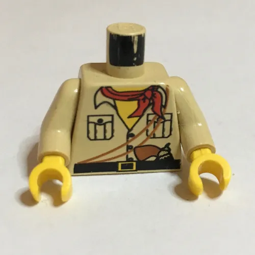 Torso Shirt, Yellow Neck, Red Bandana, Gun Print, Tan Arms, Yellow Hands