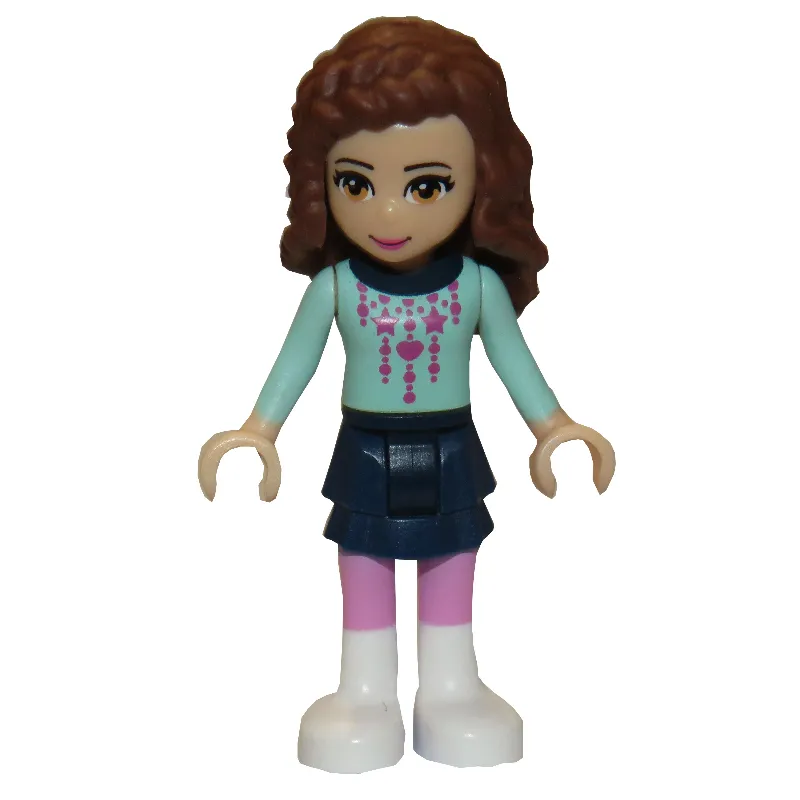 Olivia - Light Aqua Christmas Sweater, Dark Blue Skirt