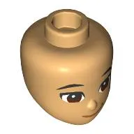Minidoll Head, Black Eyebrows, Squinting Reddish Brown Eyes, Thin Mouth, Smirk