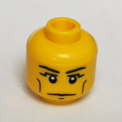 Minifig Head Pharaoh, Vertical Cheek Lines, Slight Frown, Chin Dimple and White Pupils Print
