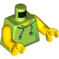 Torso Hoodie with White Drawstrings, and Front Pockets, '2018 The LEGO Store New Orleans, LA' Print, Yellow Arms and Hands
