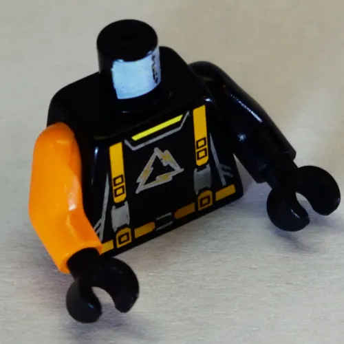 Torso, Odd Arms, Jumpsuit with Alpha Team Logo, Orange Straps Print, Left Black Arm, Right Orange Arm, Black Hands