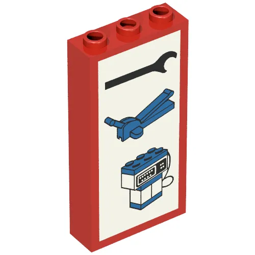 Brick 1 x 3 x 5 without Side Supports with Wrench, Jack, and Pump Print