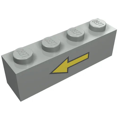 Brick 1 x 4 with Yellow Left Arrow and Black Border Print