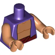 Torso Vest over Nougat Bare Chest with Dark Red Belt Front and Back Print, Nougat Arms and Hands