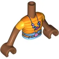 Minidoll Torso Girl with Sienna Brown Arms and Hands with Orange/Bright Light Orange Stripe Shirt, Bright Light Blue Pants, Nougat Belt, Candy Necklace print