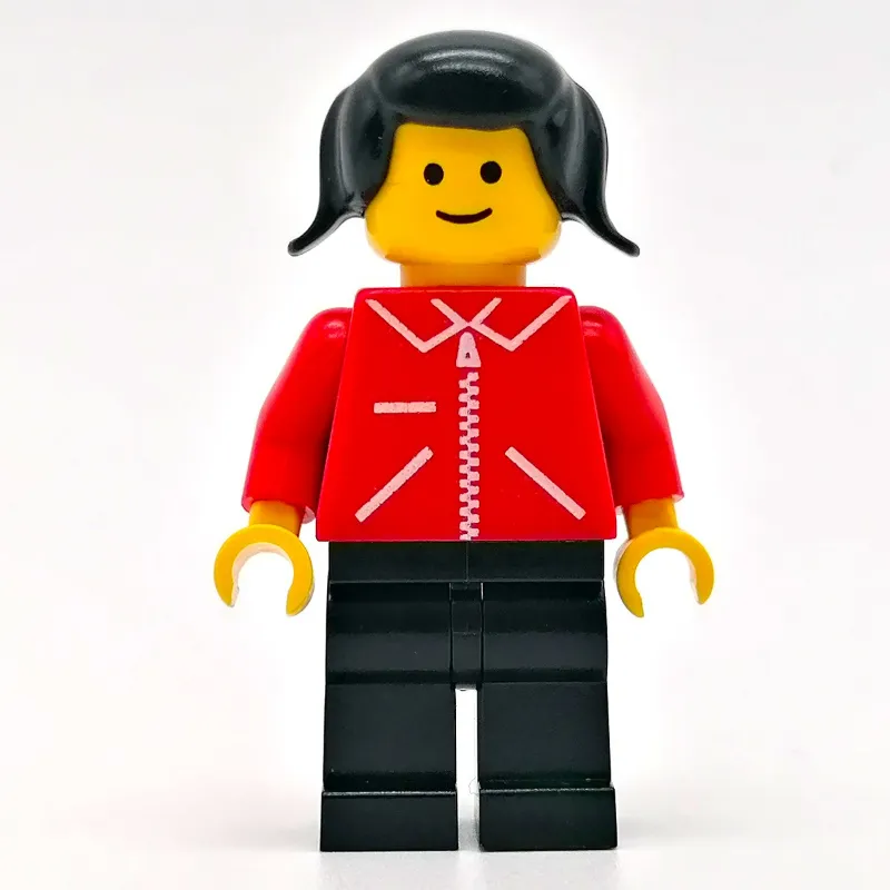 Woman, Red Jacket with Zipper and Pockets, Black Legs, Black Hair