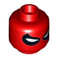 Minifig Head Scarlet Spider (Spider-Man), Large White Eyes Squinting Print [Hollow Stud]