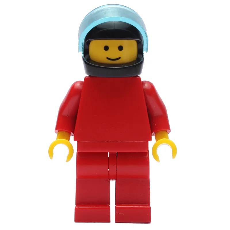 Man, Plain Red, Black Helmet with Visor