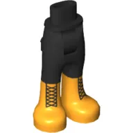 Minidoll Hips and Trousers with Back Pockets and Black Laces on Bright Light Orange Boots Print