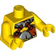 Torso Armour with Metal Collar and Belt, and Brown Straps Print, Yellow Arms and Hands