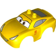 Duplo Car Body, 2 Top Studs and Spoiler with Cruz Ramirez Print