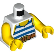 Torso Tank Top with Blue and White Stripes, Belt Print, Yellow Arms and Hands