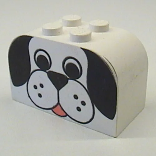 Brick Curved 2 x 4 x 2 Double with Dog Face Print