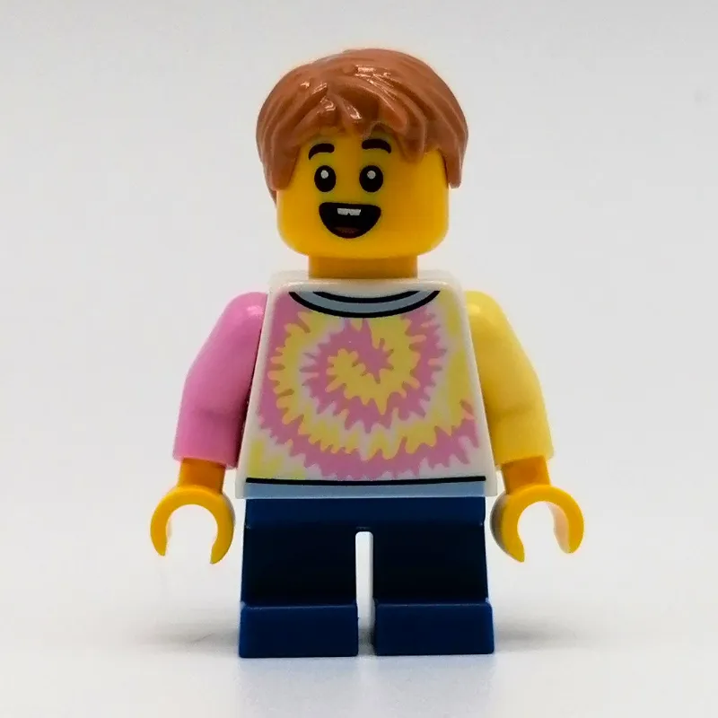 Boy, Tie-dye Shirt, Short Blue Legs