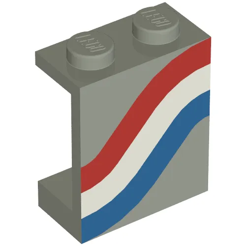 Panel 1 x 2 x 2 Solid Stud with Red/White/Blue Right Print