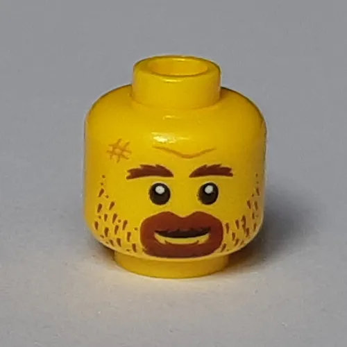 Minifig Head, Reddish Brown Eyebrows, Goatee and Stubble Print