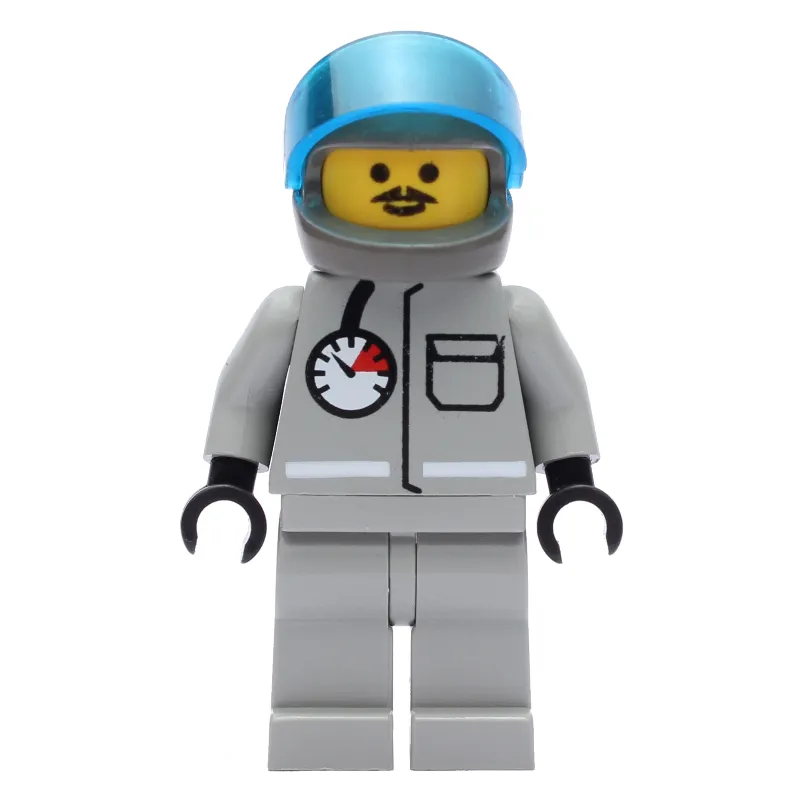 Fireman, Light Gray Fire Suit with Gauge and Pocket, Dark Gray Helmet with Visor, Moustache
