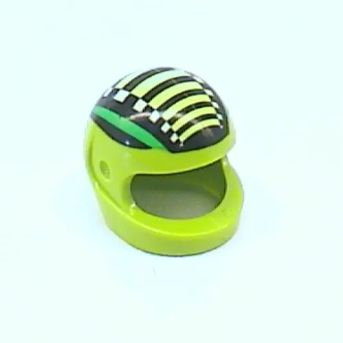 Helmet, Standard with Green Stripes, Black Bars, and White Checks Print