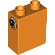 Duplo Brick 1 x 2 x 2 with Eye with White Spot and Curve Print on Both Sides