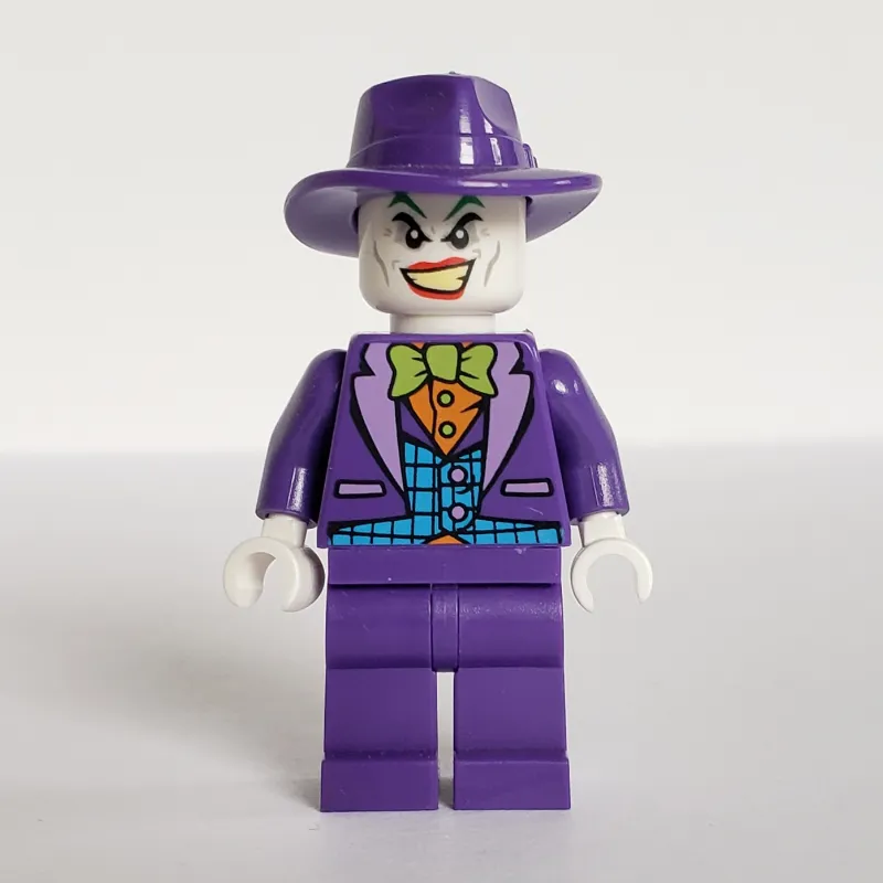 The Joker with Lime Bow Tie and Wide Brim Dark Purple Hat