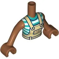 Minidoll Torso Woman with Sienna Brown Arms and Hands with Tan Overall, White/Dark Turquoise Stripes Shirt print
