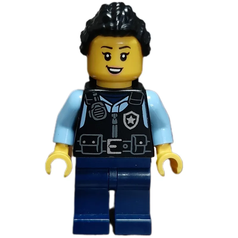 Police Officer - Black Torso, Dark Blue Legs, Black Hair