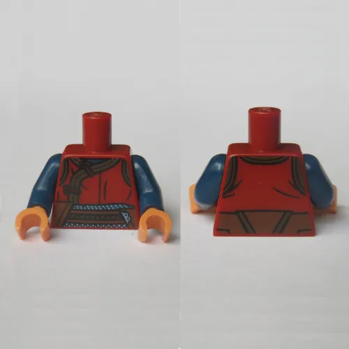 Torso Red Tunic, Brown Trim, Belt Print (Wong), Dark Blue Arms, Nougat Hands