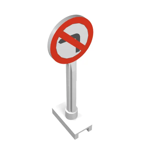Road Sign Round with Left Turn Prohibited Print