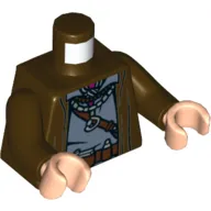 Torso Robe, Necklace, and Belts over Dark Bluish Gray Tunic Print (Lor San Tekka), Dark Brown Arms, Light Nougat Hands
