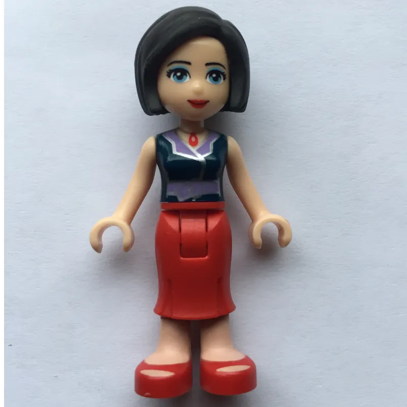 Anna - Dark Blue Vest, Red Dress