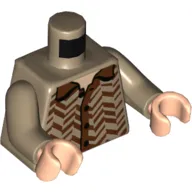 Torso, Dark Brown Diagonal Stripes Shirt, Buttons Print, Dark Tan Arms, Light Nougat Hands