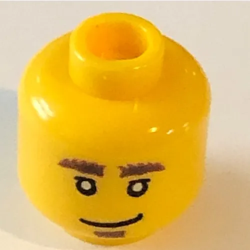 Minifig Head, Bushy Eyebrows and Goatee / Worried Print [Hollow Stud]