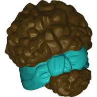 Hair Coiled, Tied Up with Ribbon, Dark Turquoise Pattern